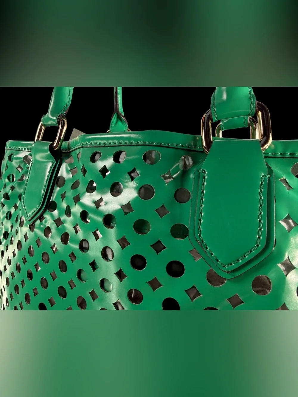 Milly Emerald Perforated Tote - Green